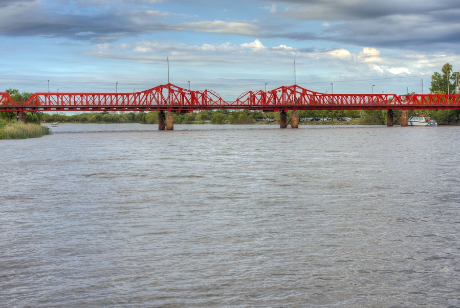 Mendez Casariego Bridge over Gualeguaychu River opened in 1931 in Gualeguaychu, Entre Rios, Argentina.