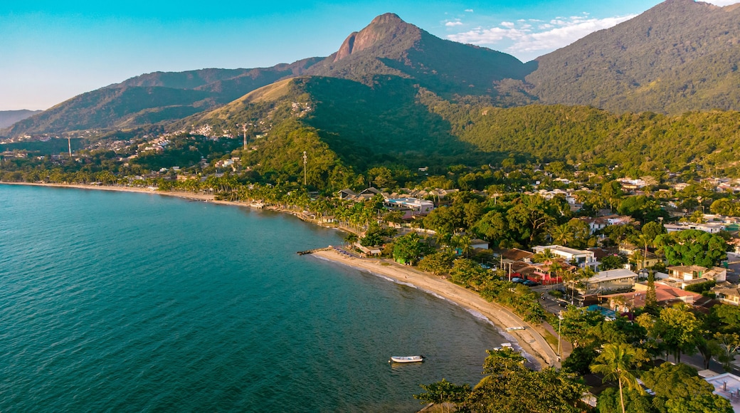 Paradise Tropical Island Town City Green Blue Landscape Nature Trees Sun Sunset Beach Mountains Sand Sea Water Ocean Palm tree Ilhabela Brazil South America