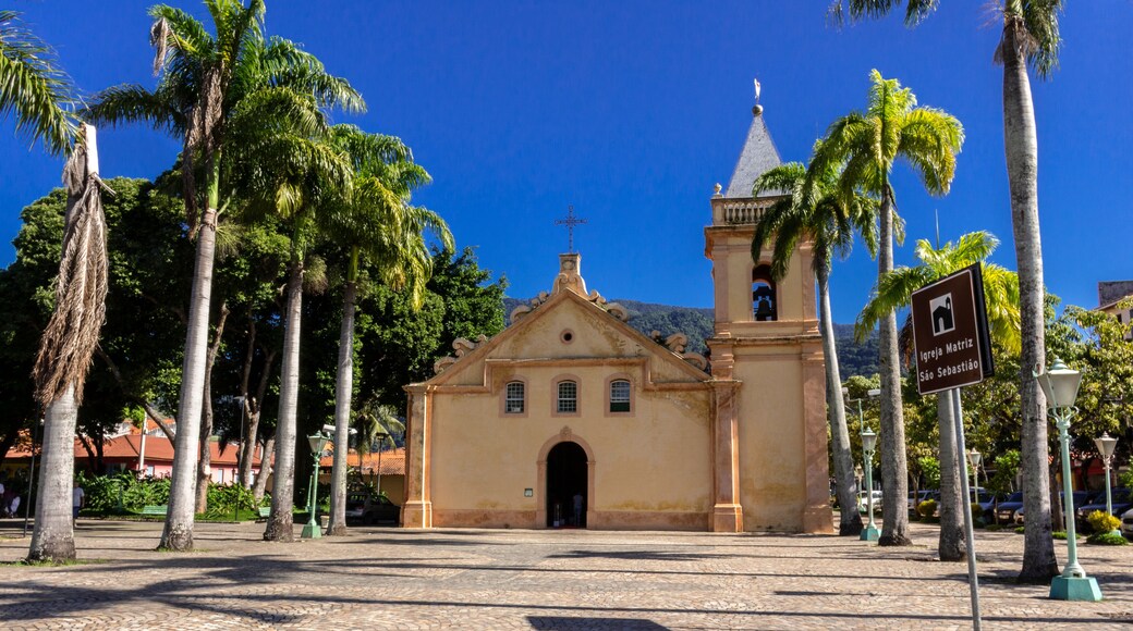 Facade of the parish church of Sao Sebastiao, Built in the 17th century of stone and lime, during the Jesuits' era,