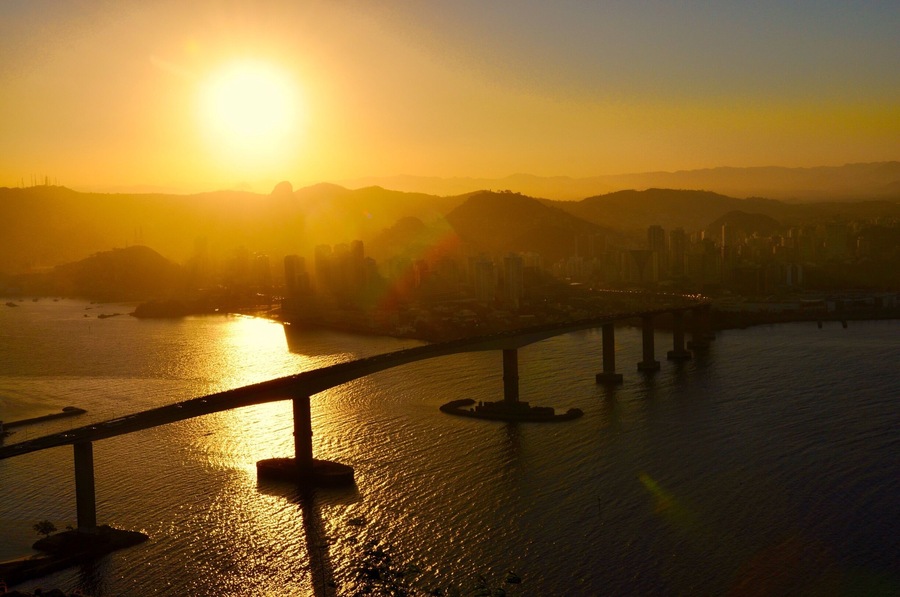 Third Bridge and Vitória seen from Morro do Moreno in Vila Velha, ES.