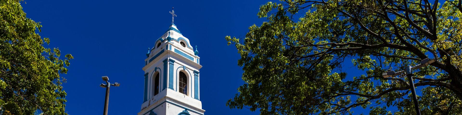 View of the facade of the Cathedral of Sao Bento, in the center of Marilia, west center of the state of Sao Paulo.