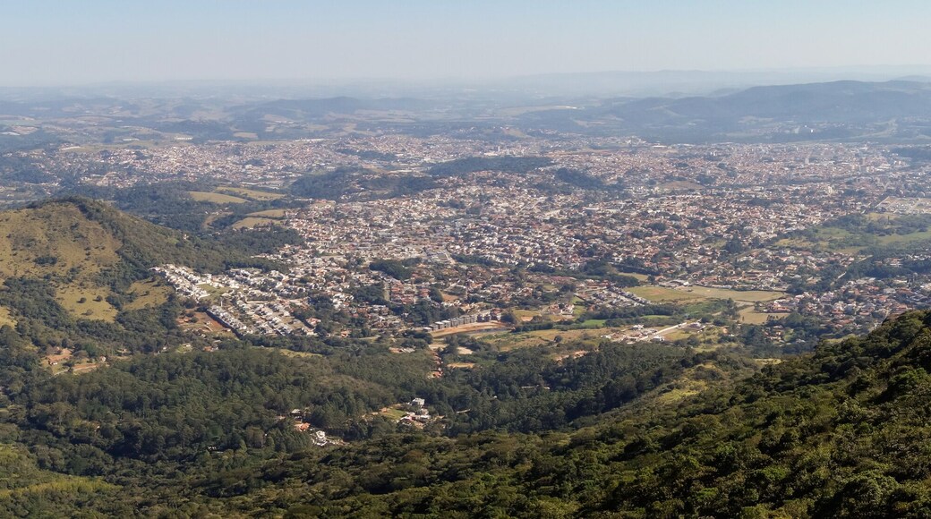 panoramic of Pedra Grande and Atibaia city, in Sao Paulo, Brazil. huge rock formation of natural monument