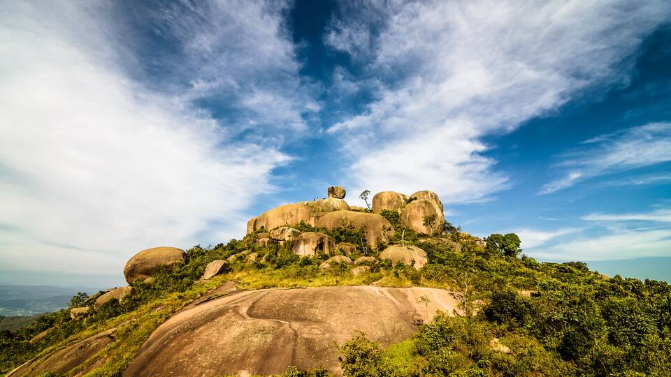 Big Rock Mountain with a deep blue sky with clouds - Atibaia - Sao Paulo - Brazil
