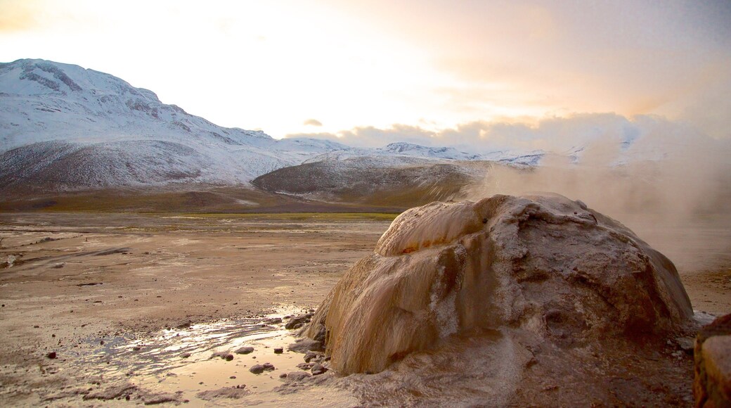 El Tatio Geyser Field featuring landscape views and tranquil scenes