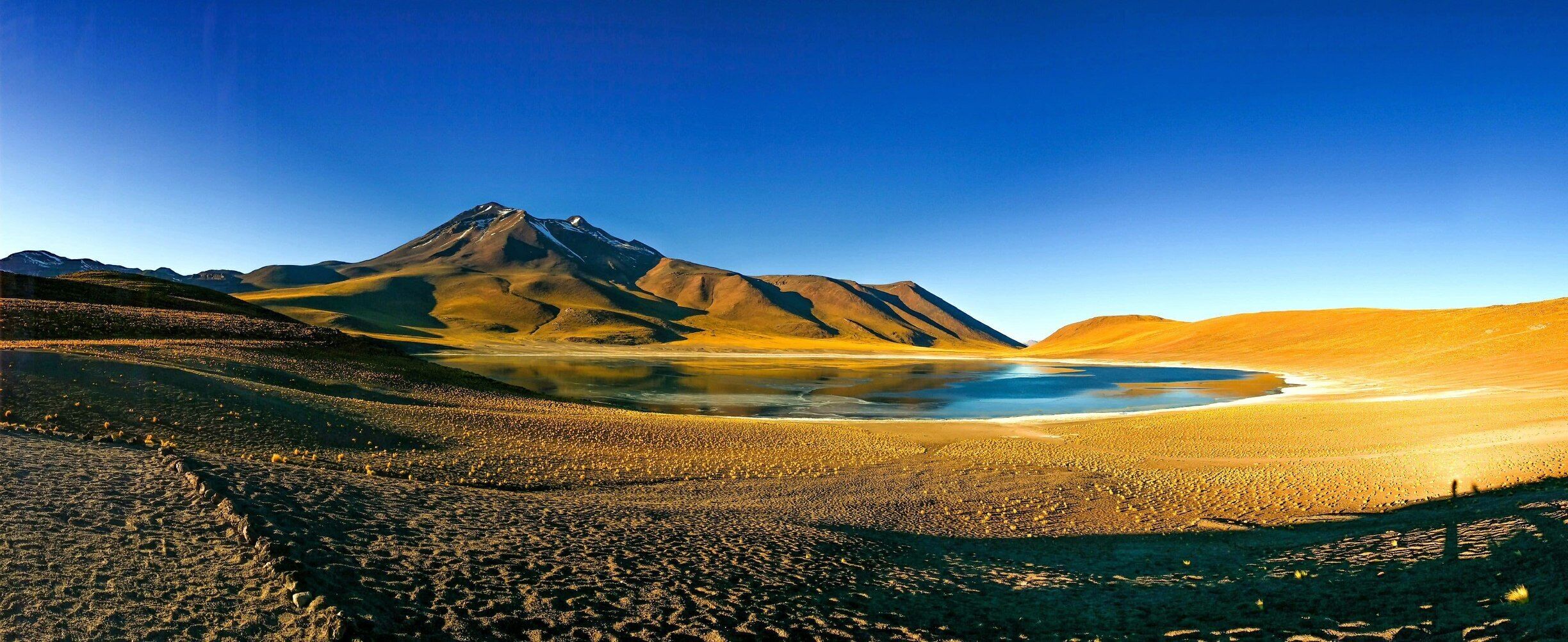 The first light over this stunning semi frozen lagoon high up the Chilean Altiplano!