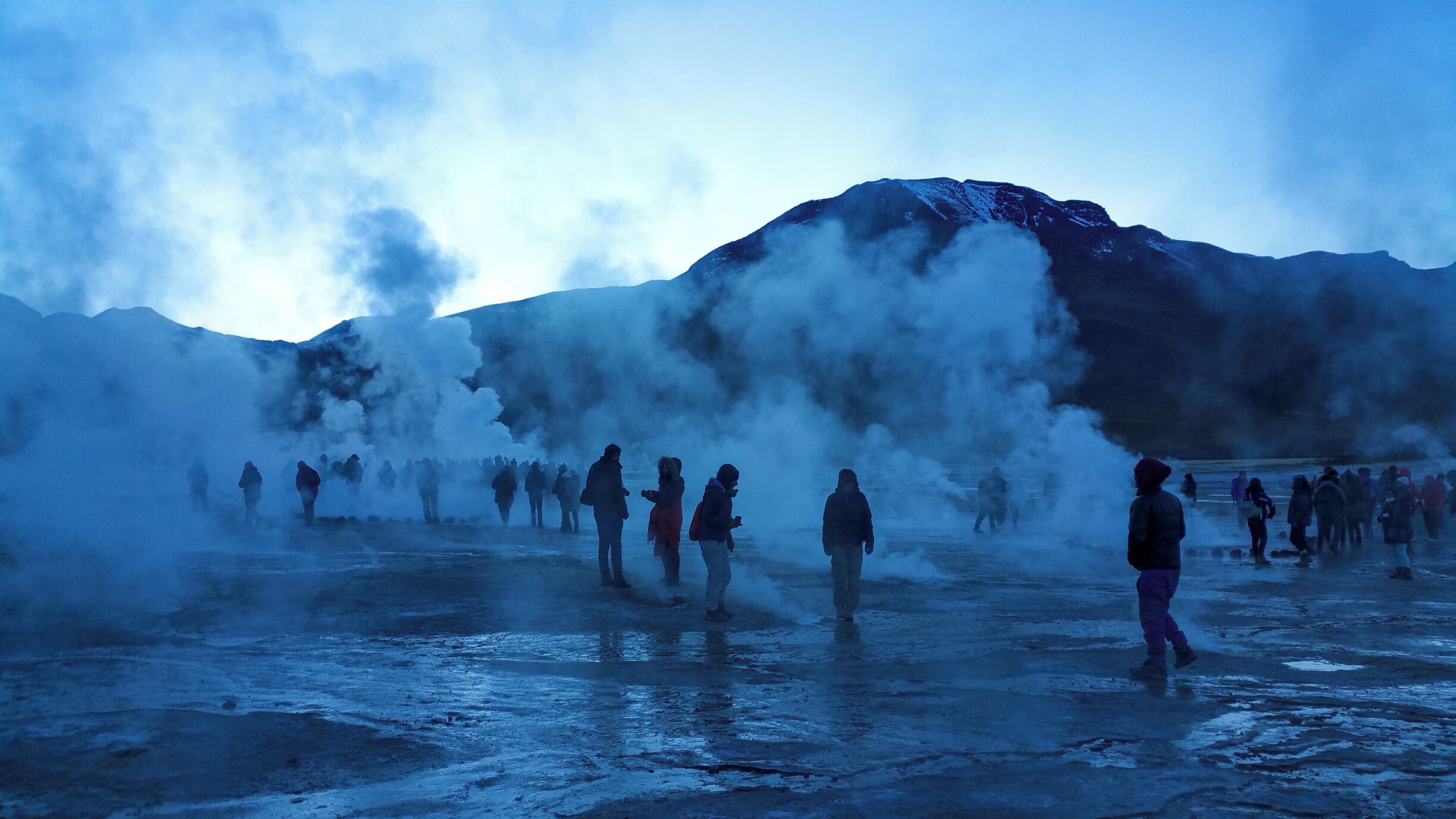 The geysers at El Tatio just before sunrise...a spectacular show of steam all over. A geological wonder to experience....