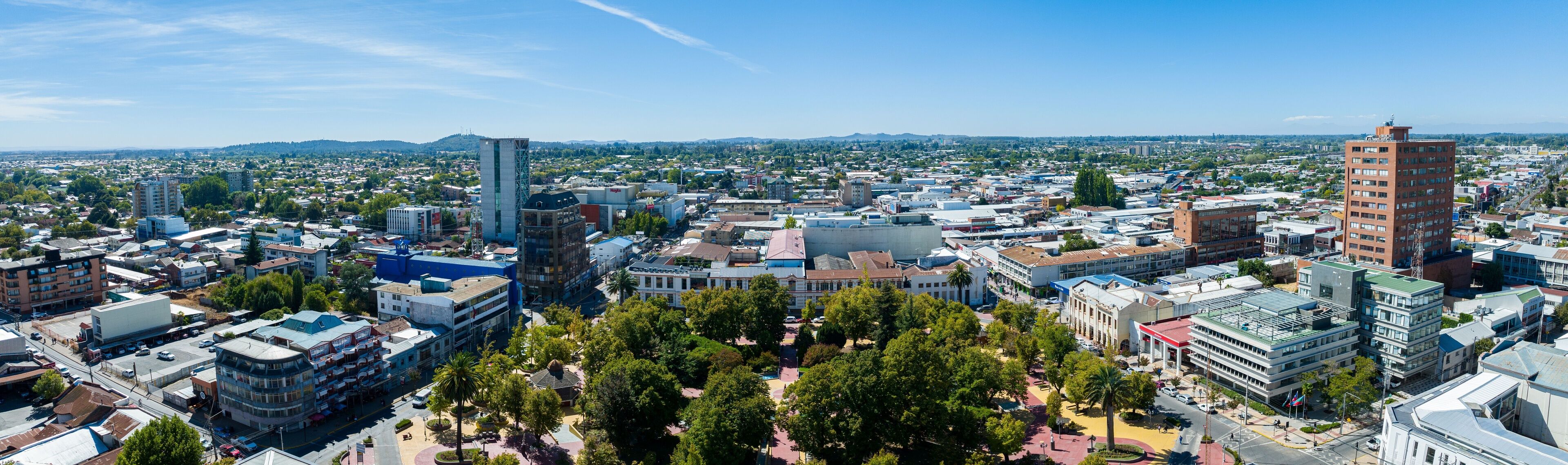 Center square ultra panoramic photo of the city Los Angeles in Chile