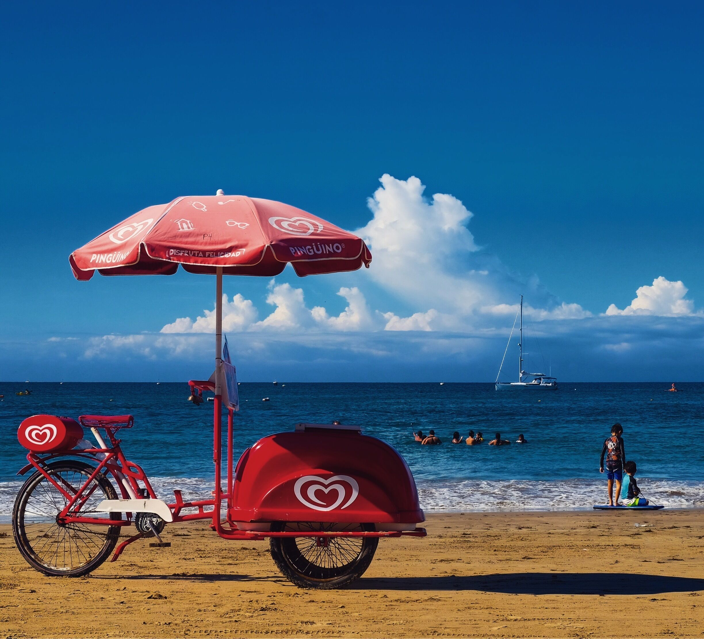 Selling ice creams in the beach, Salinas, Ecuador
