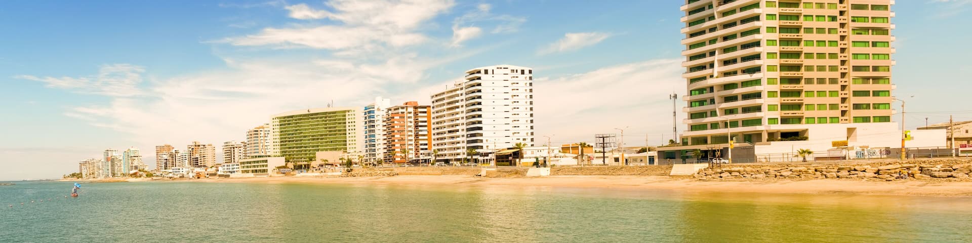 Pacific ocean beach in Salinas, Ecuador