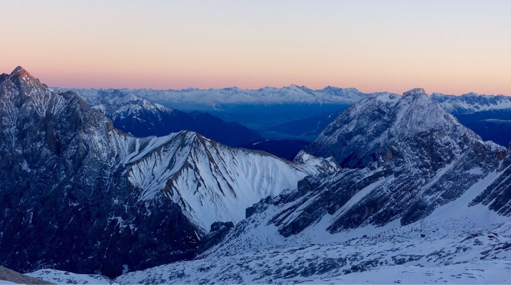 The top of germany at 5.30 pm. Beautiful view over the german and austrian alps.