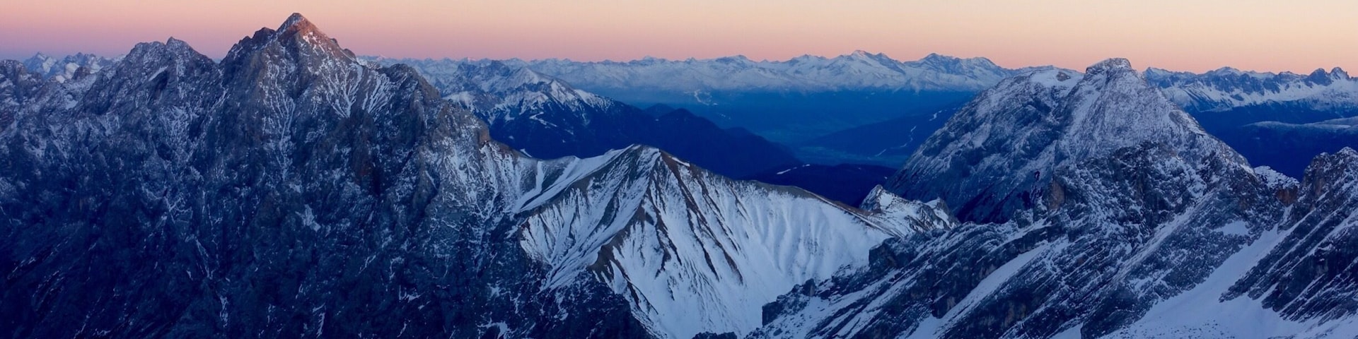 The top of germany at 5.30 pm. Beautiful view over the german and austrian alps.