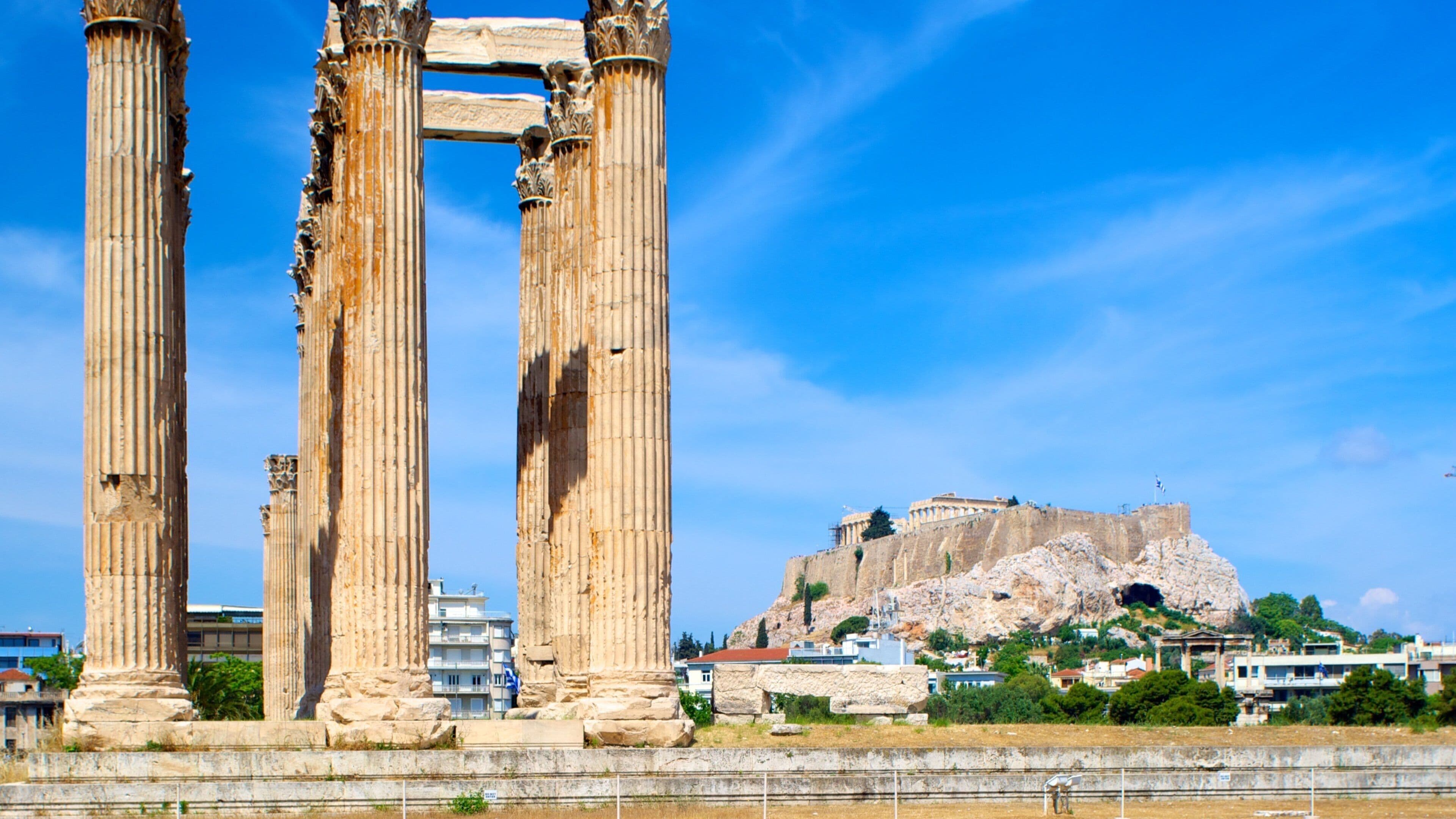 Temple of Olympian Zeus which includes heritage architecture, a city and a temple or place of worship