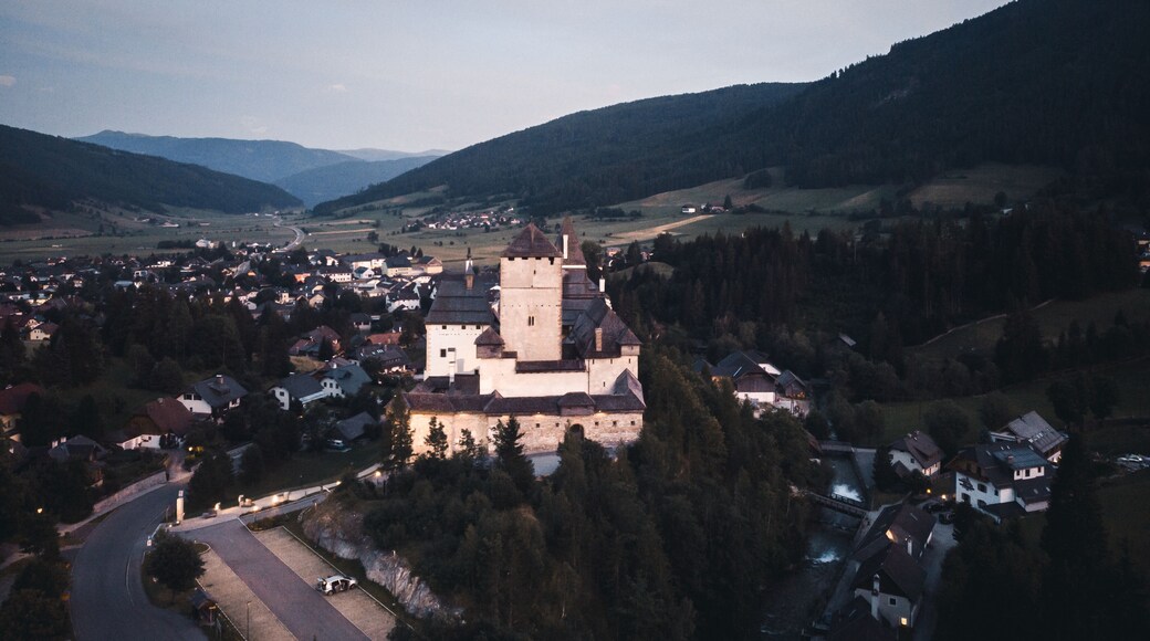 Aerial view of the Mauterndorf Castle (Burg Mauterndorf) in Salzburg, Austria