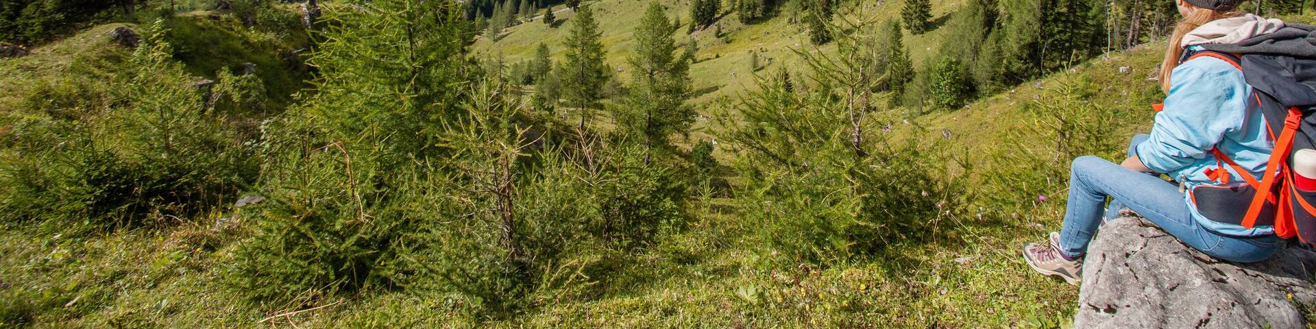 Panoramic view of mountains in Salzkammergut, Austria near Filzmoos in a beautiful summer day