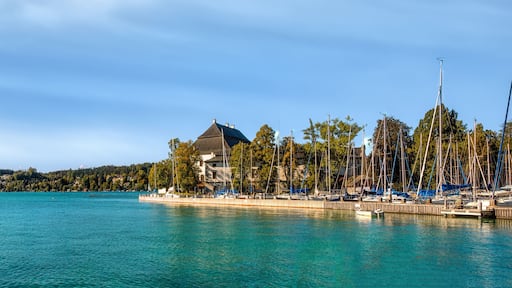 Panorama of Schörfling am Attersee in Salzkammergut, Austria