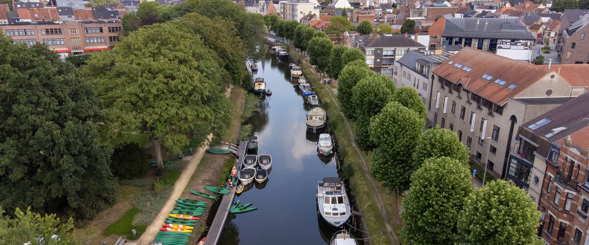 a view of the beautiful center of Lokeren, a city in East Flanders, Belgium