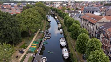 a view of the beautiful center of Lokeren, a city in East Flanders, Belgium