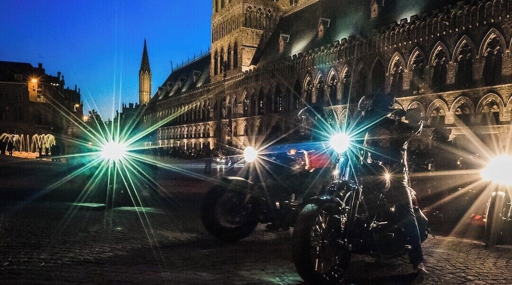 Even after it gets dark there are awesome photo opportunities to be had. I took this photo after The Flanders Fields Chapter of Harley Davidson attended the Last Post in Ypres during a Night Ride #visitypres #visitflanders #visitbelgium #lastpost #harley #harleydavidson #BVSBlue