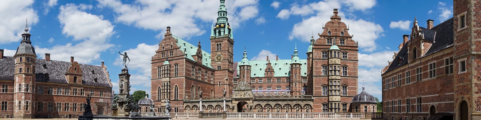panorama view of the Frederiksborg Castle in Hillerod on a beautiful summer day