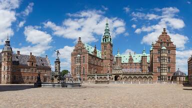 panorama view of the Frederiksborg Castle in Hillerod on a beautiful summer day