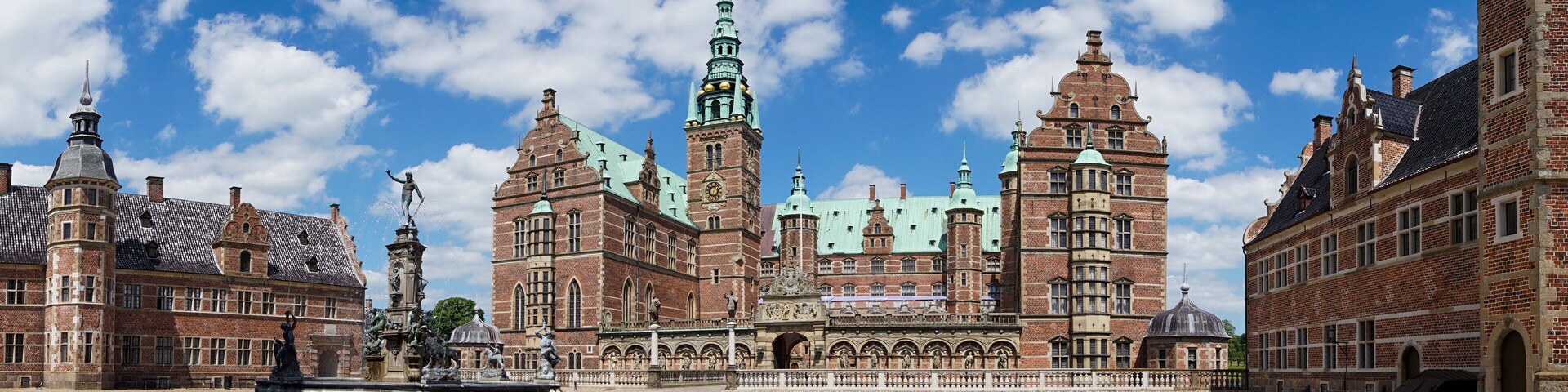 panorama view of the Frederiksborg Castle in Hillerod on a beautiful summer day