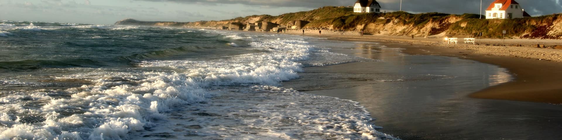 summer in denmark:beach of loekken, people on the beach