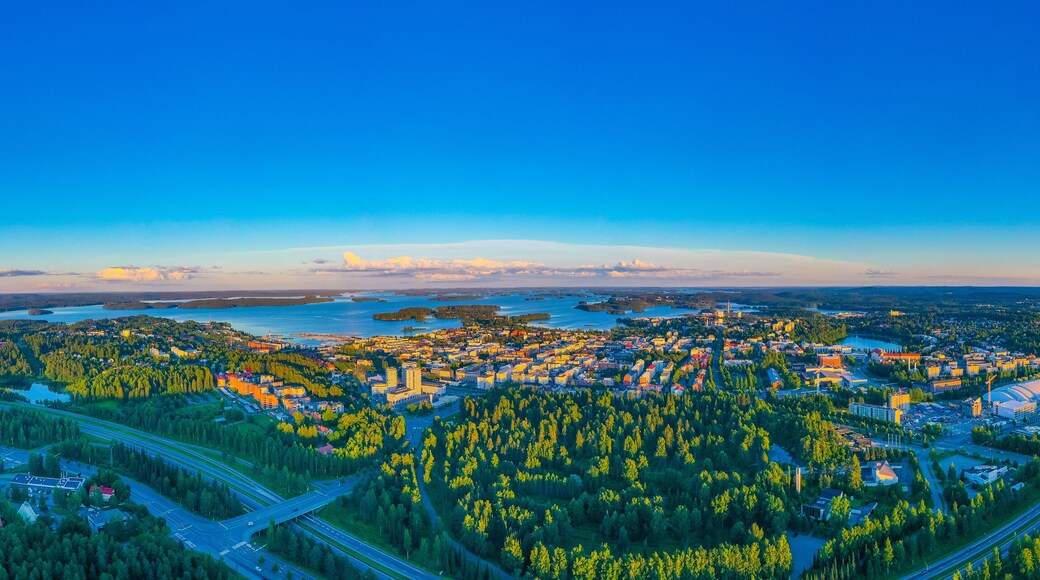 Sunset panorama of Finnish town Kuopio