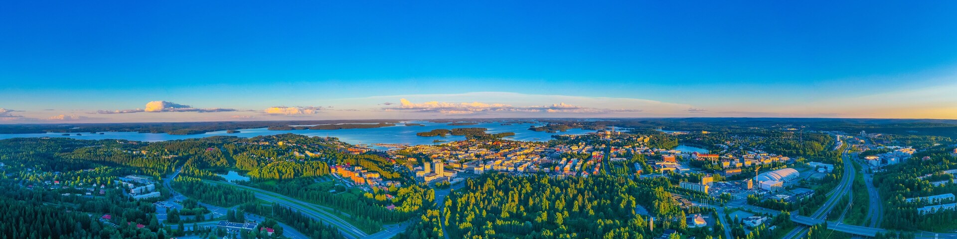 Sunset panorama of Finnish town Kuopio