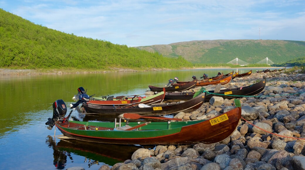 Utsjoki featuring a river or creek, boating and a pebble beach
