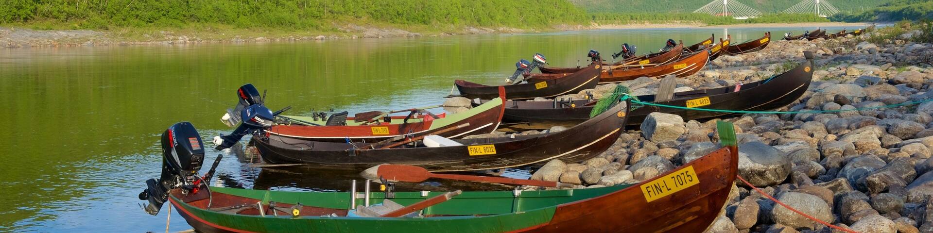 Utsjoki featuring a river or creek, boating and a pebble beach