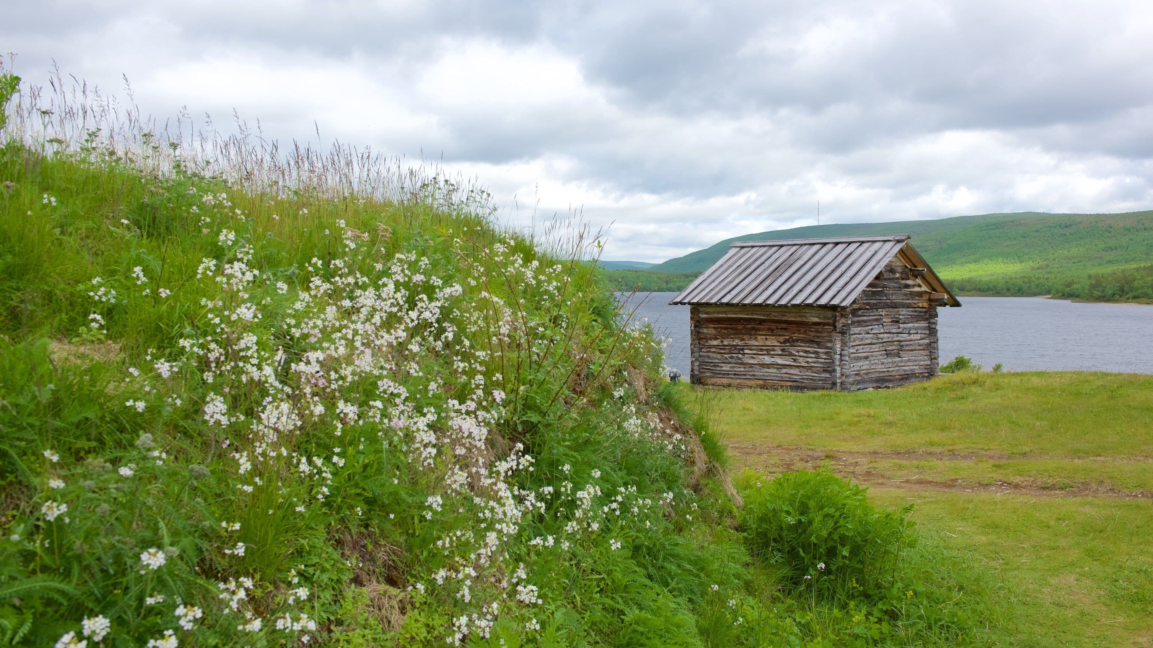 Utsjoki ofreciendo una casa, escenas tranquilas y flores silvestres