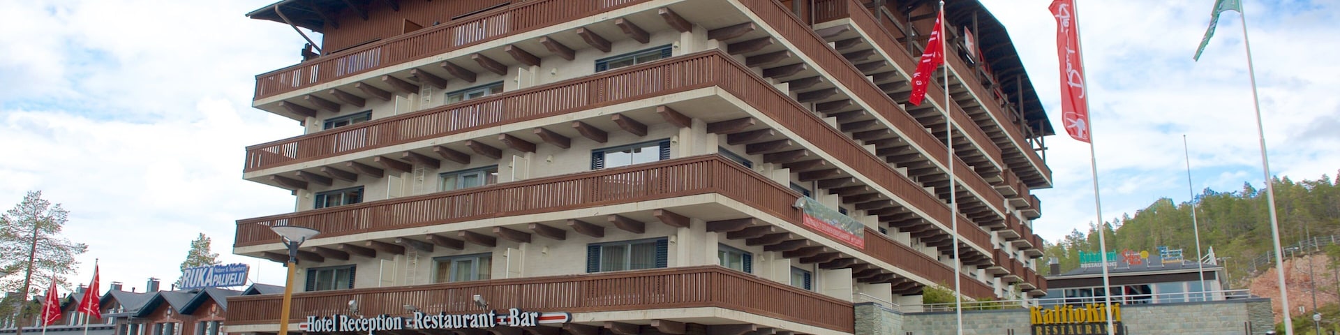 Rukatunturi featuring street scenes, signage and a hotel