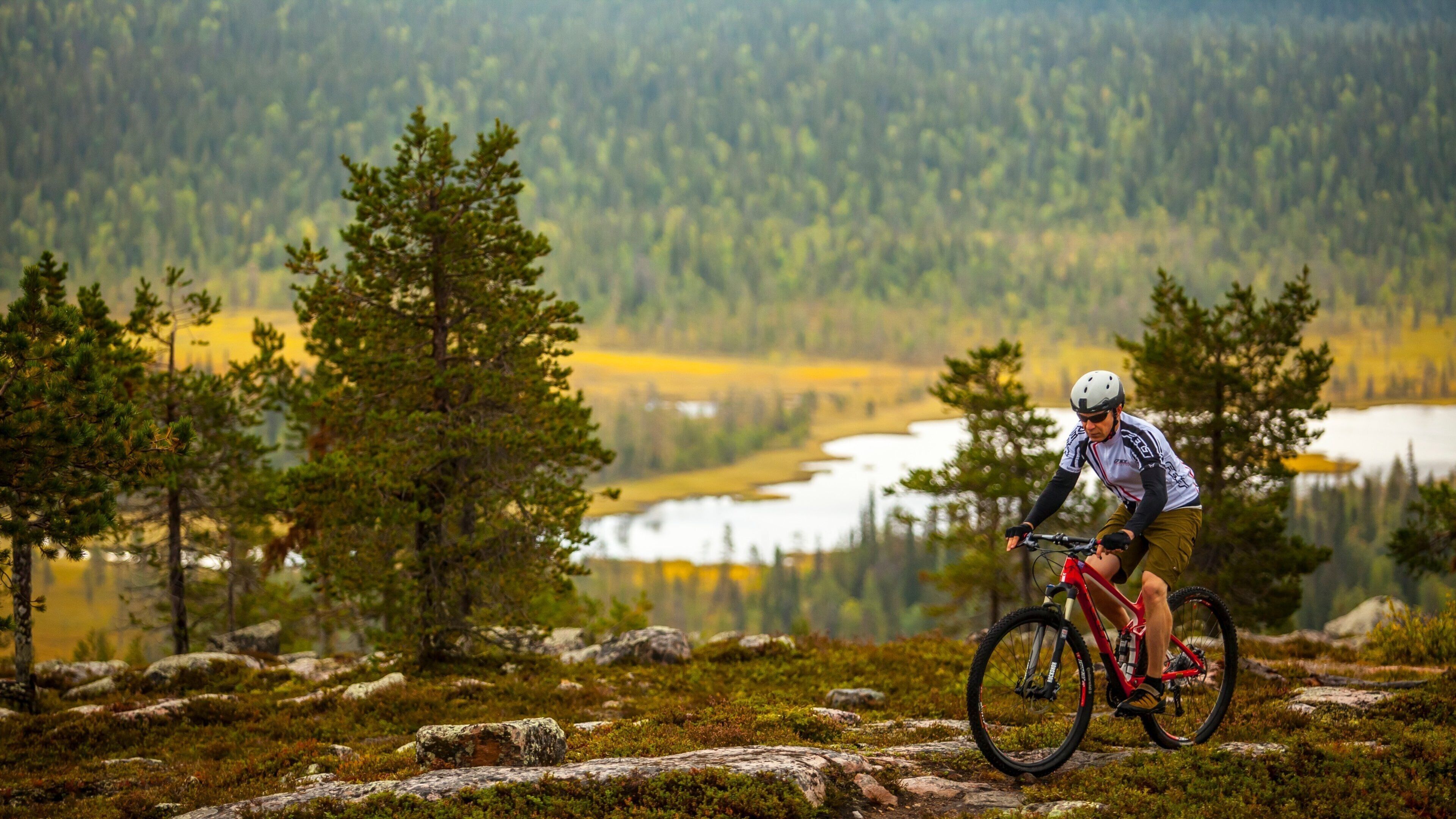 Salla featuring mountain biking as well as an individual male