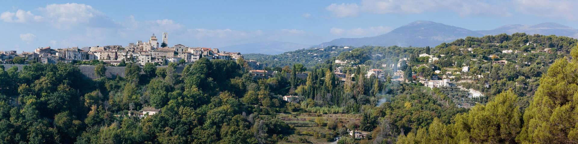 Panoramic view of the old mountain village Vence, in France.