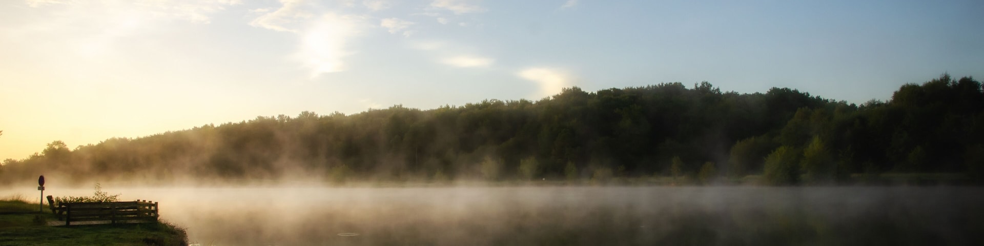 Misty morning on Uby lake, France