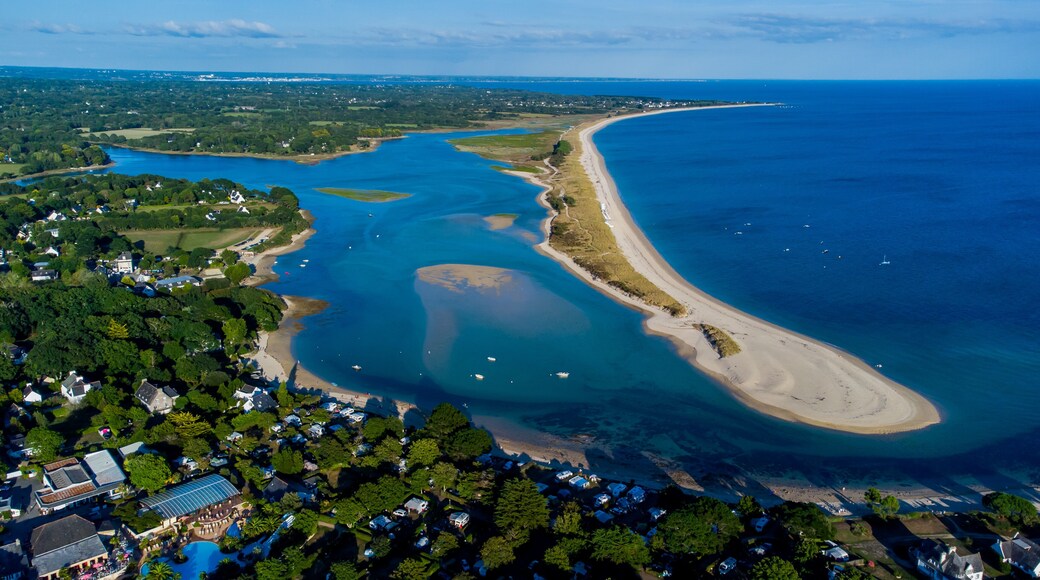 Aerial view of the Point of Groasguen in Bénodet, France - Sandy cay in Brittany in the Atlantic Ocean