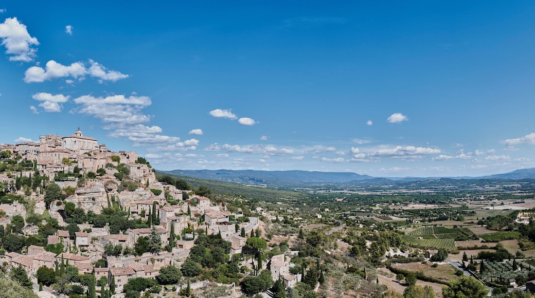 Sunny blue sky over landscape, Gordes, France