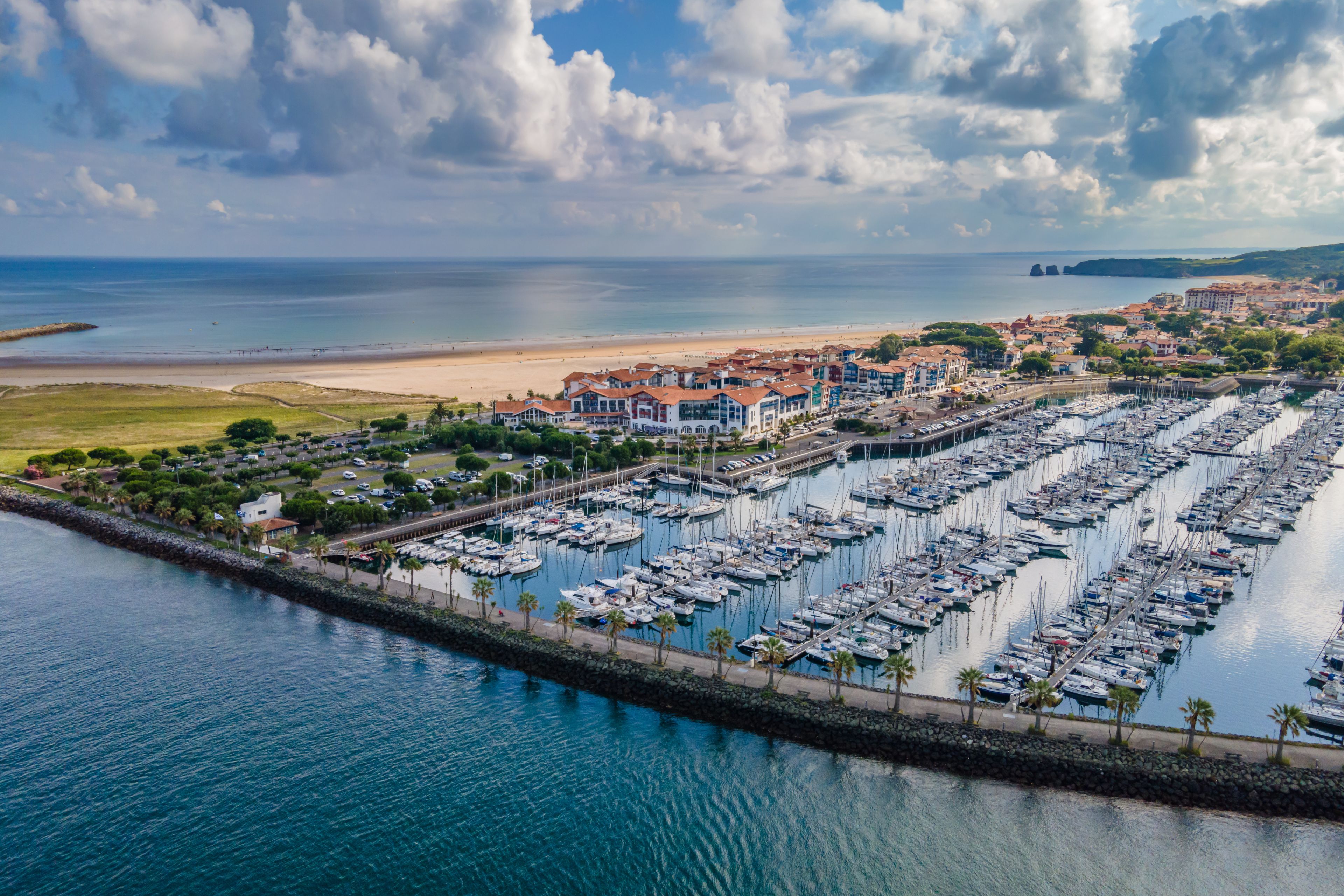 Hendaye, Basque Country, France - Sokoburu harbour and the beach