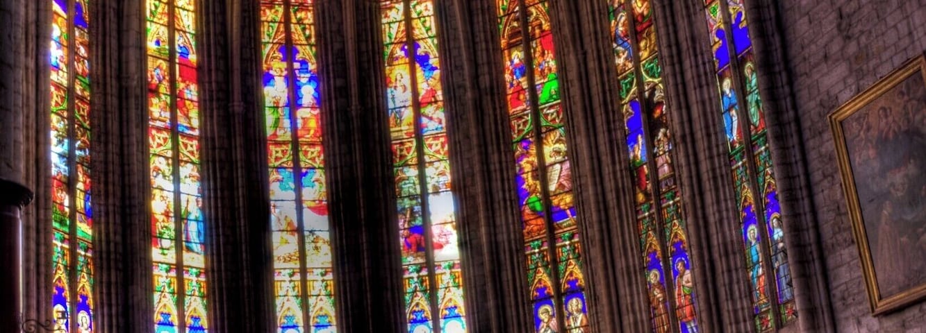 Interior of Cathedrale Saint Fulcran, Lodeve, Herault, France