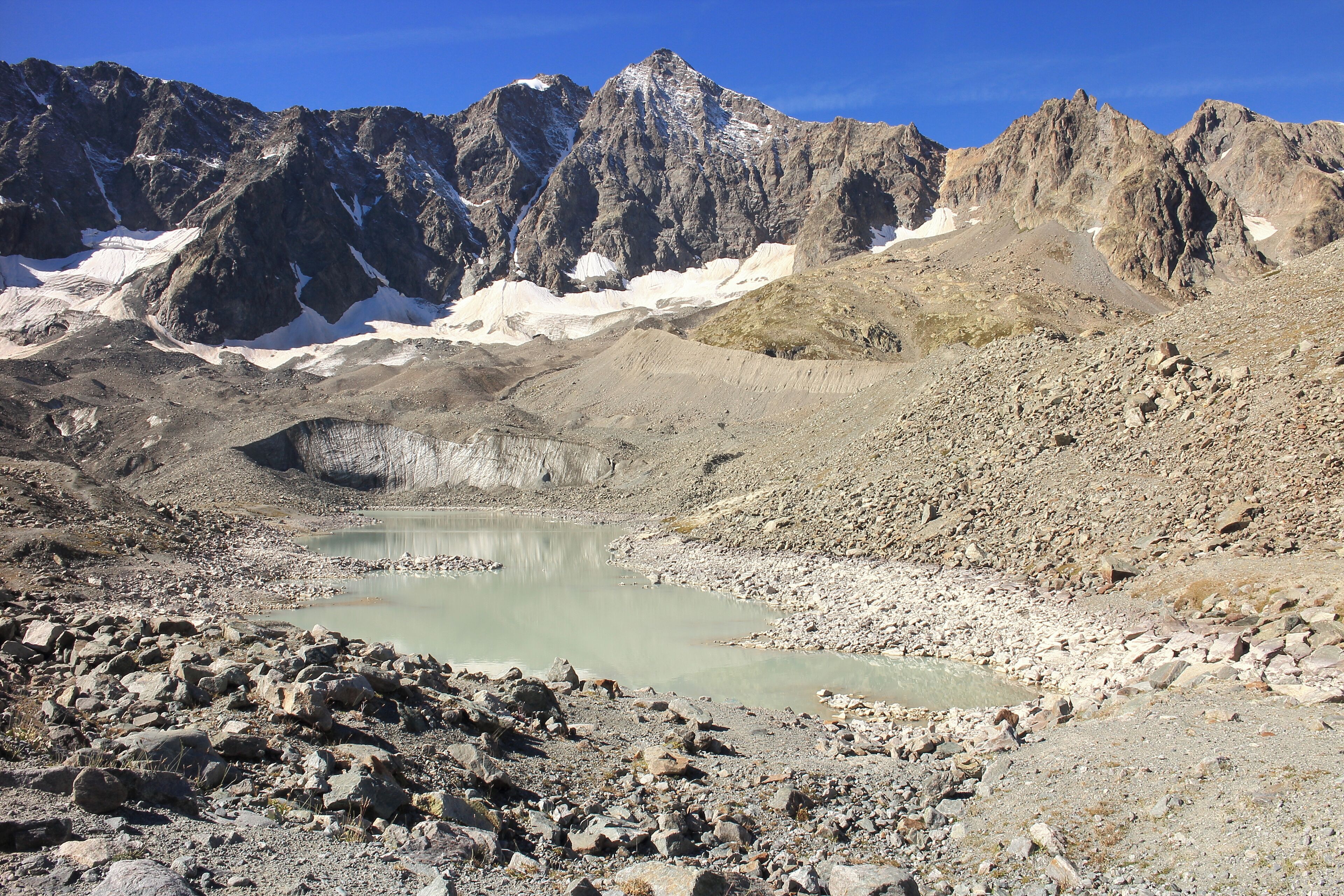 Lac du Glacier d'Arsine (2465 m.) Natural Phenomenon in Ecrins National Park, France.