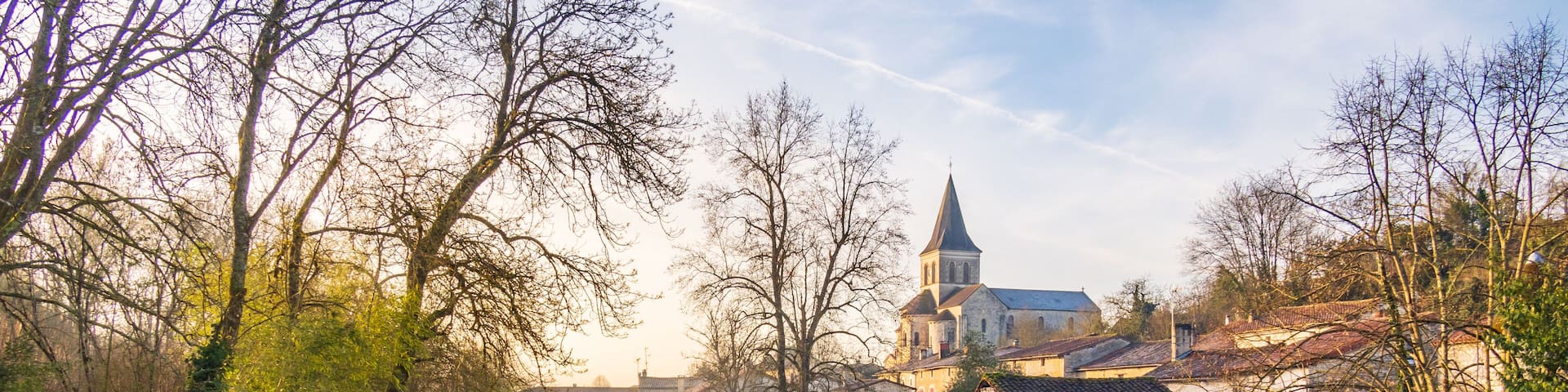 Charente River in flood in Verteuil-sur-Charente, France