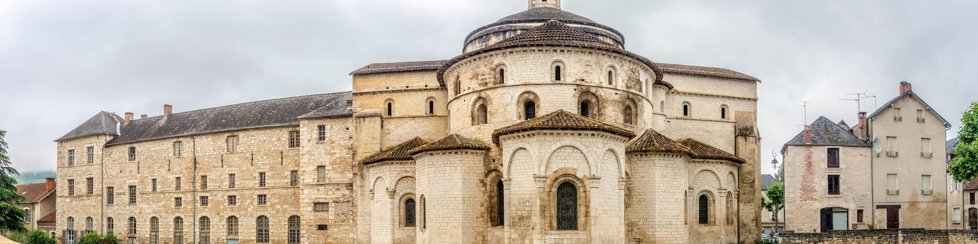 View at the Church and Abbey of Saint Mary in Souillac ,France