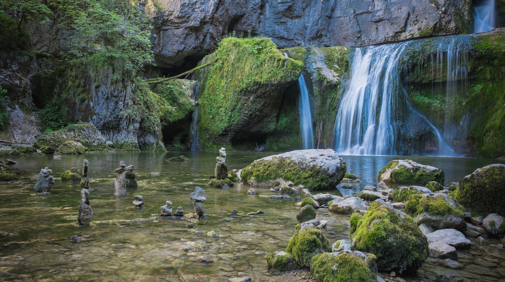 La cascade de la Billaude, aussi appelée « saut Claude-Roy », est l'un des sites les plus grandioses du Jura en France. La rivière Lemme plonge par une fissure étroite dans un amphithéâtre rocheux