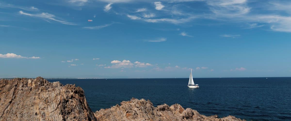 View at rocks and sea from the lighthouse