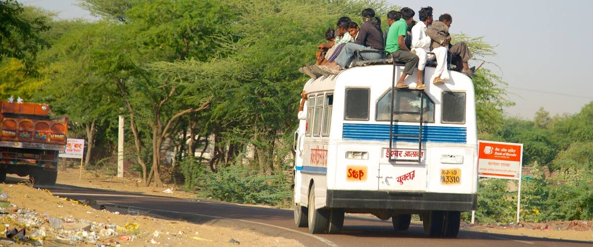 Rajasthan showing vehicle touring as well as a small group of people