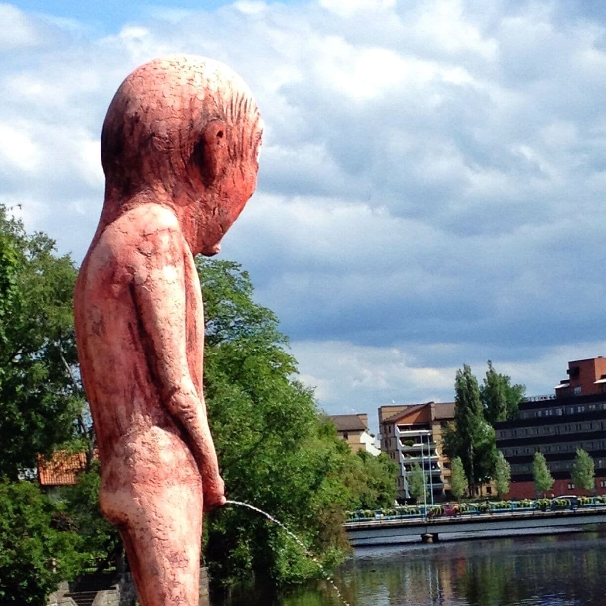 A peeing man in Orebro Sweden. Anti public peeing