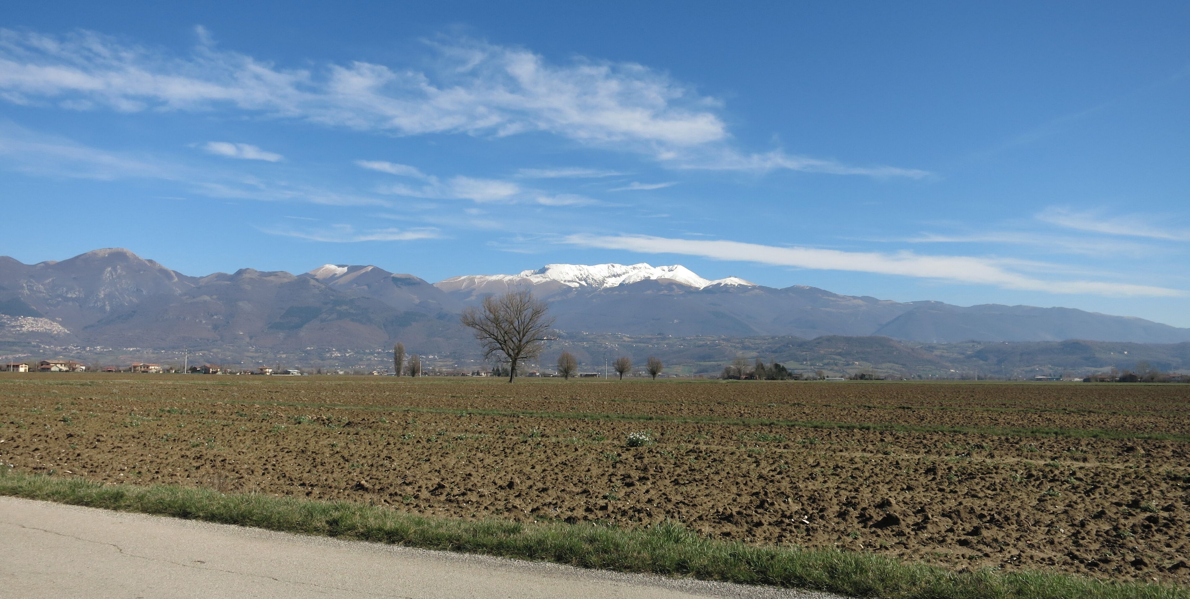 Mount Terminillo as seen from Ciclovia della Conca Reatina bikeway - Rieti (Lazio, Italy)