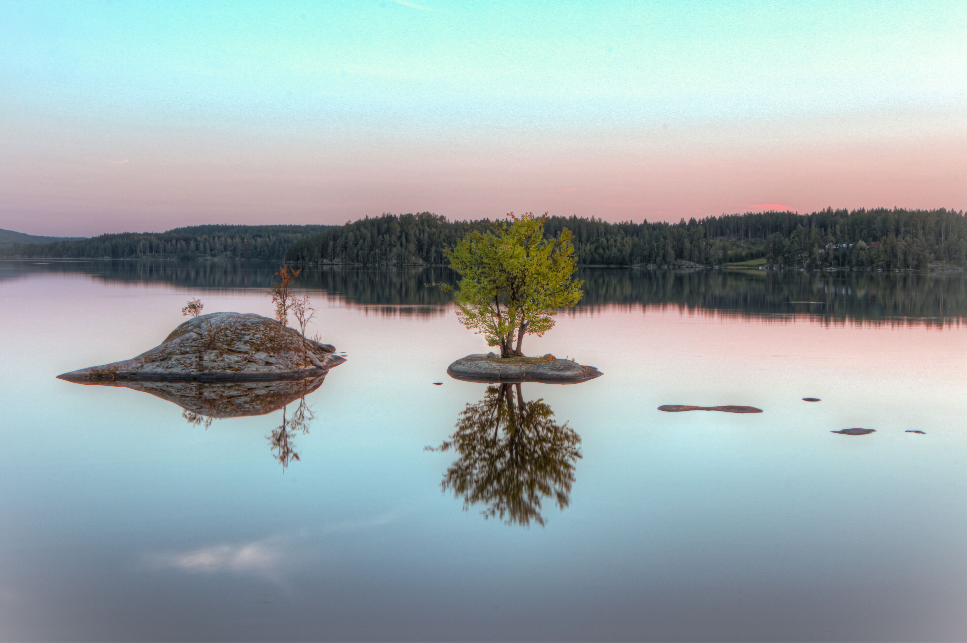 Sunset over tiny island in western Sweden