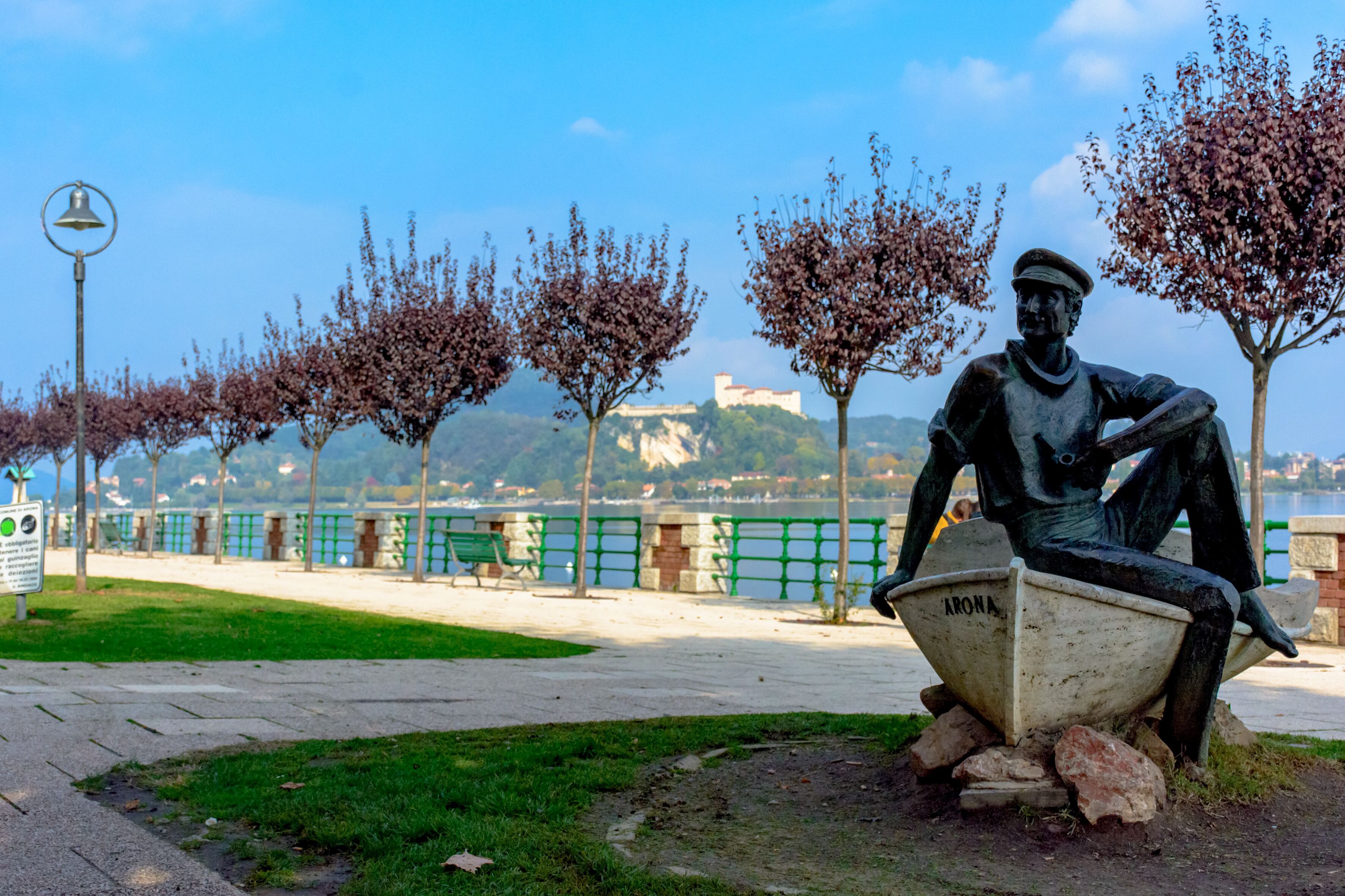 Autumn at the lake promenade  Lago Maggiore . Italy, Arona