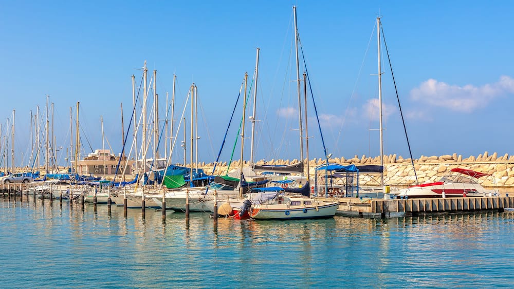 Yachts on marina of Ashkelon, Israel.